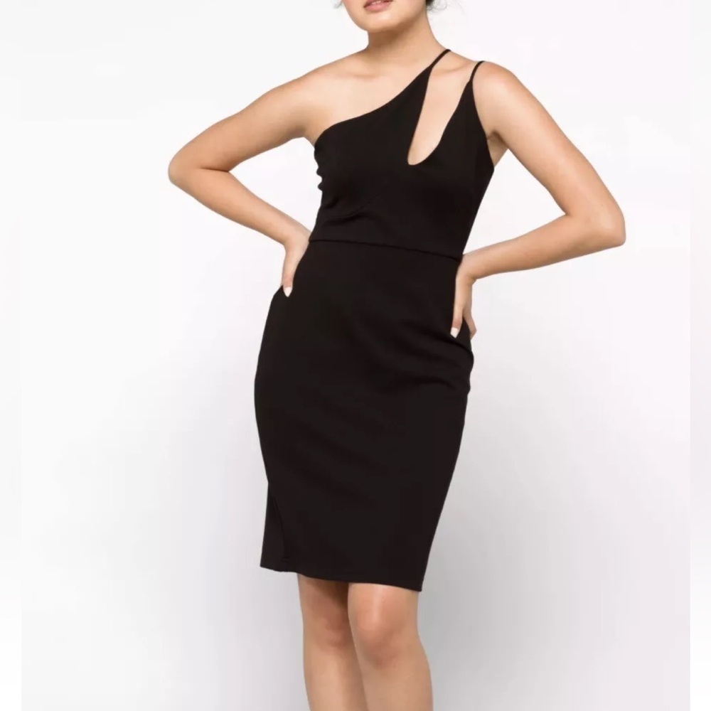 CHLOE KRISTYN NWT Nicole Cutout Dress Black One Shoulder New Size S